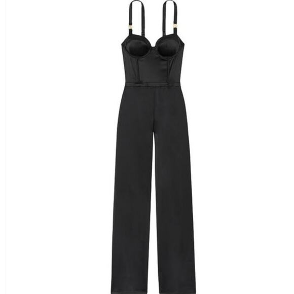 Victoria's Secret Bustier Black Satin Sexy Jumpsuit Women's Size XL - Picture 2 of 10